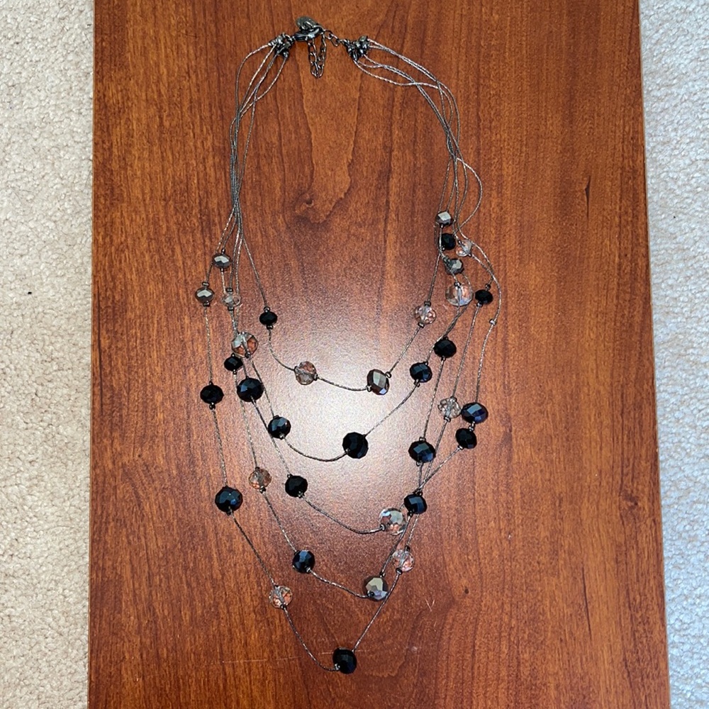 Ali Khan New York Black/Silver Tiered Necklace!